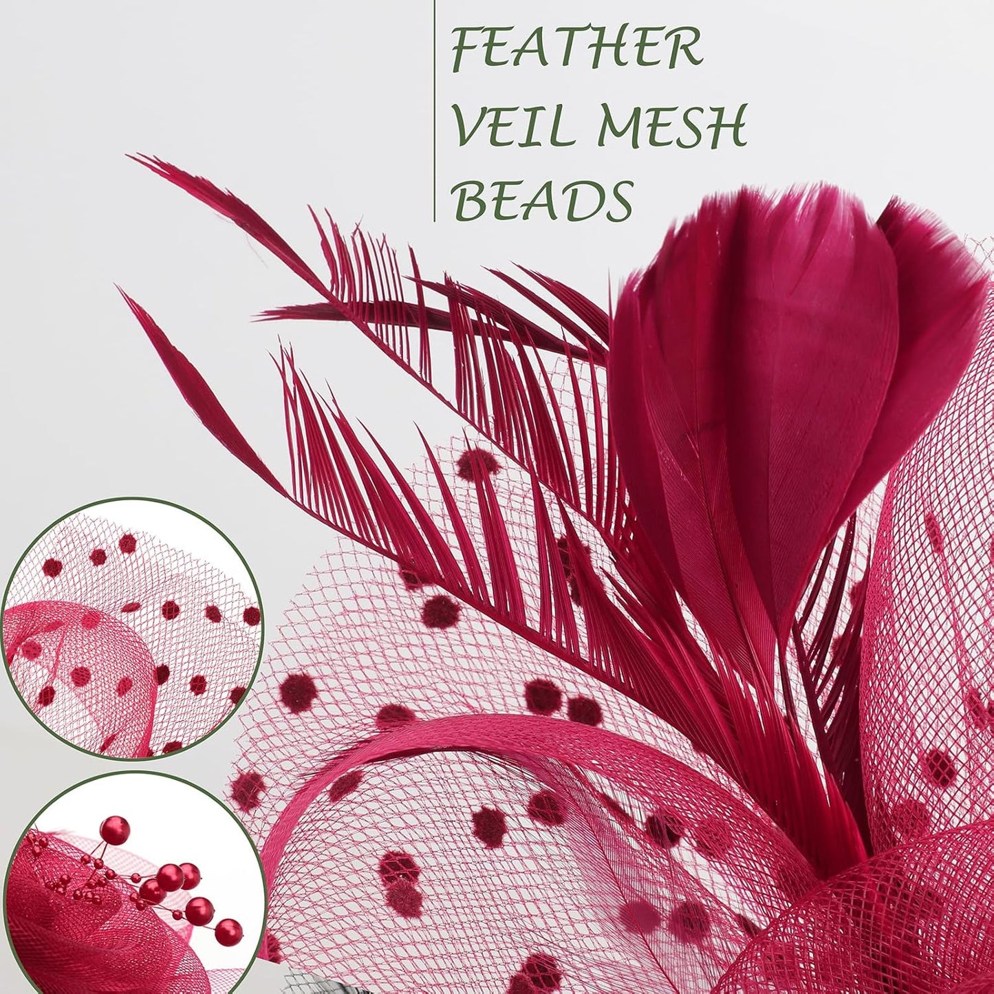 DRESHOW Fascinators Hat Flower Mesh Ribbons Feathers on a Headband and a Clip Tea Party Headwear for Girls and Women - Colors B
