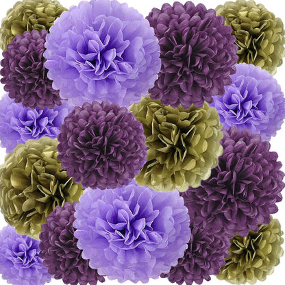 18 PCS Tissue Paper Pom Poms, Tissue Pom Poms Flowers, Sizes of 6", 10", 12", 14" Hanging Paper Flower Ball for Wedding, Birthday, Halloween, Christmas, Baby Shower Party Decor (Red Black Gold)