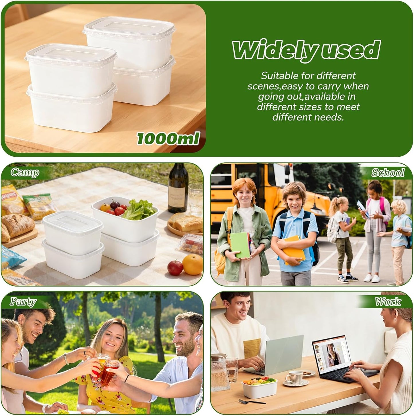 50-Pack 29oz Disposable Kraft Paper Bowls【with Lids and Forks】,Meal Prep Containers Disposable Togo Food Deli Containers for Restaurant Supplies Take Out Containers, Microwave Safe for Hot/Cold Food