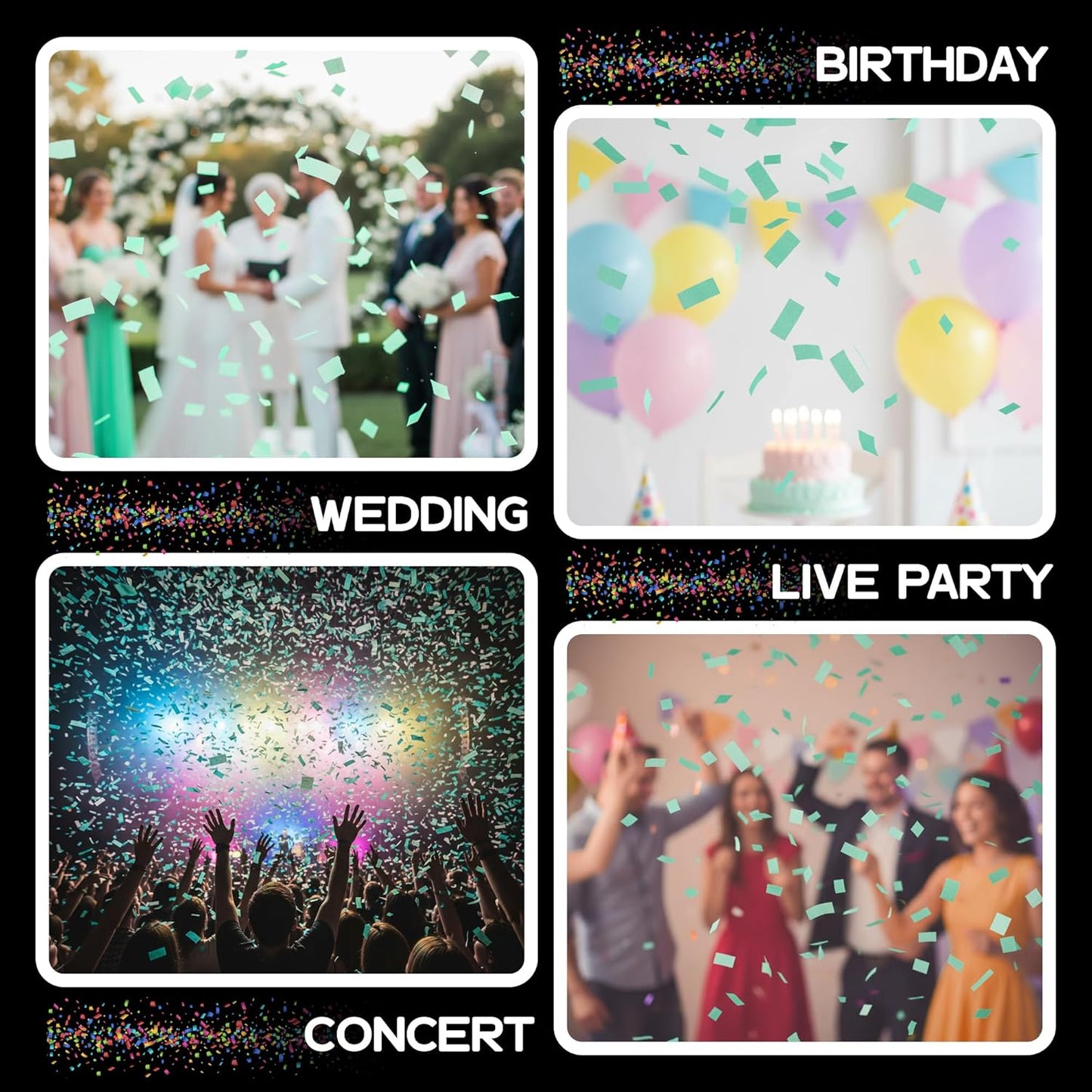 Ultimate Confetti, Multicolor Biodegradable Confetti - Rectangular Fluttering Tissue Paper Confetti for Cannon and Launcher use - Best for Holidays, Birthday, Wedding, and Parties - 1 lb, 16 oz