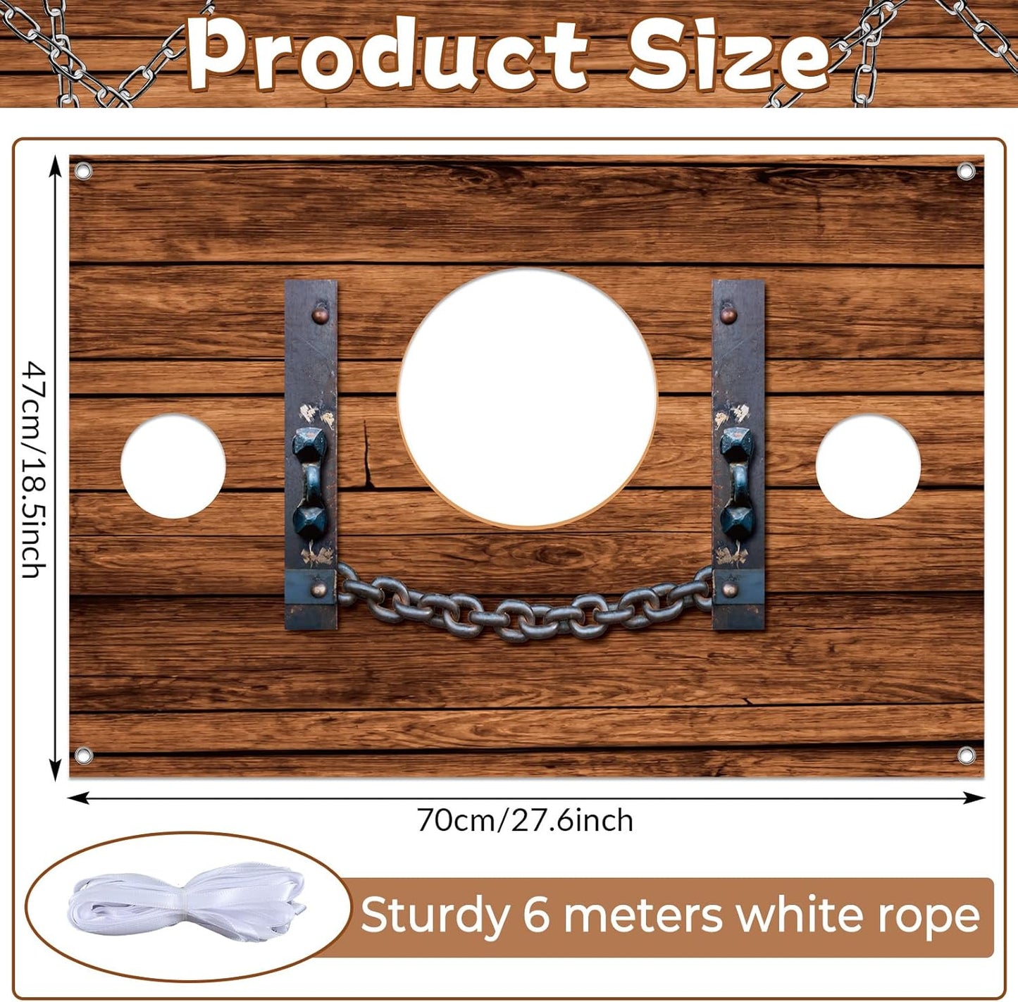 Pirate Halloween Party Decorations Medieval Stockade Photo Prop Backdrop Banner Fabric Pirate Photo Booth Prop Selfie Frame Background Halloween Knight Themed Birthday Party Wall Decor Accessory