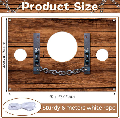 Pirate Halloween Party Decorations Medieval Stockade Photo Prop Backdrop Banner Fabric Pirate Photo Booth Prop Selfie Frame Background Halloween Knight Themed Birthday Party Wall Decor Accessory