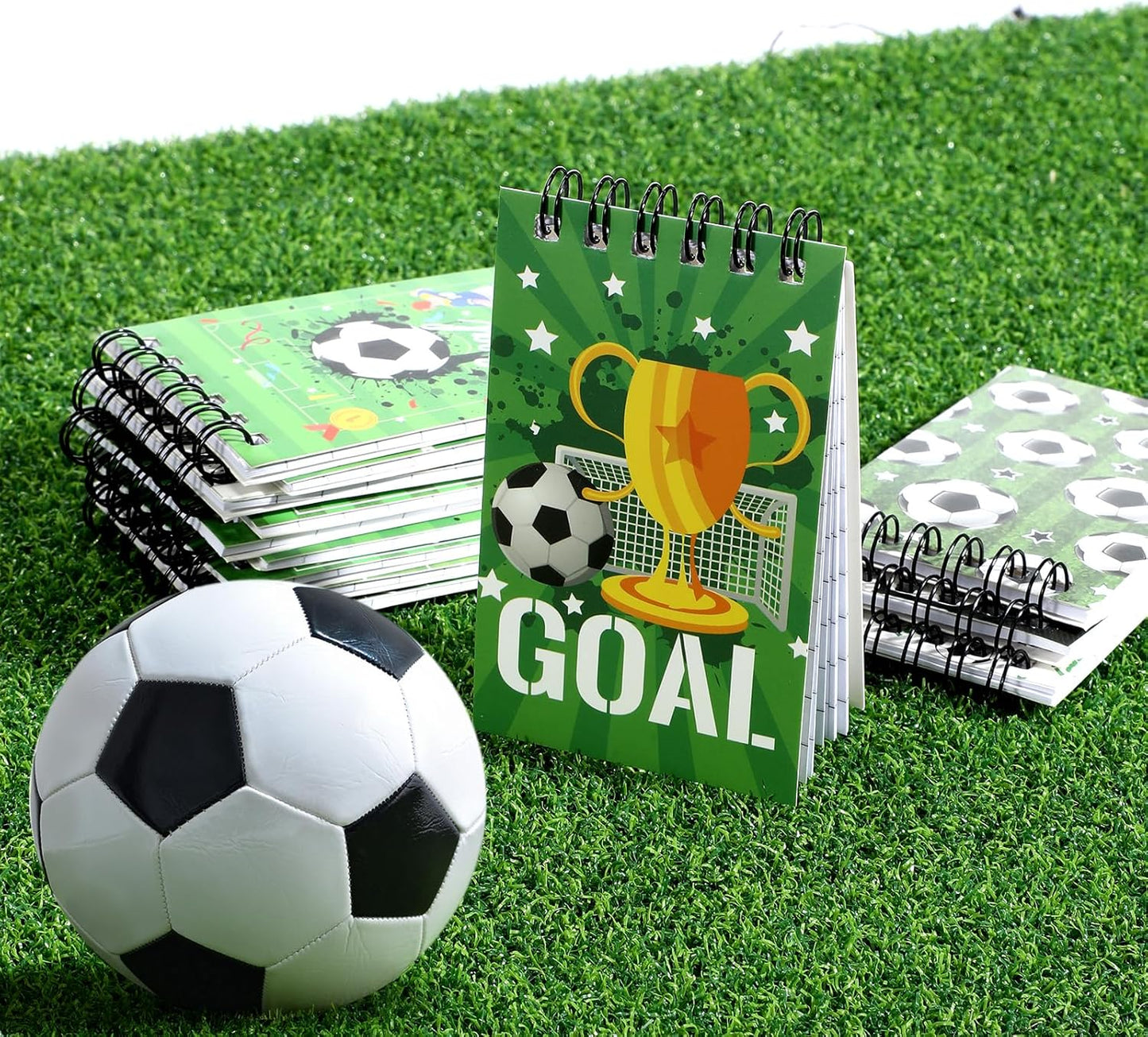 Maxdot 24 Pcs Football Mini Notepads Sports Party Favors for Gifts Spiral Mini Journal Notebooks Goodie Bag Stuffers for Teacher Reward Birthday Party Supplies