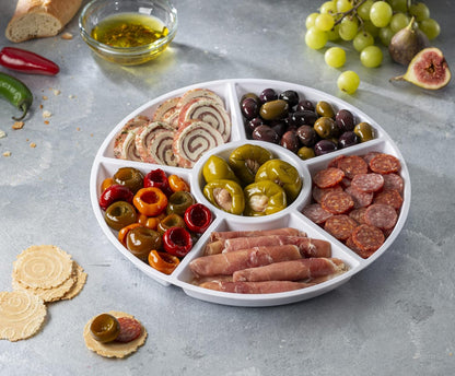 Plasticpro 6 Sectional Round Plastic Serving Tray/Platters Clear Pack of 2