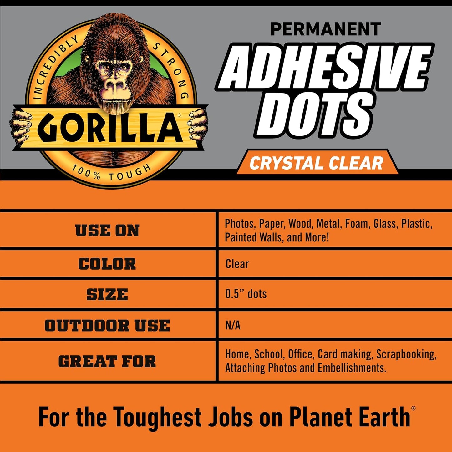 Gorilla Permanent Adhesive Dots, Double-Sided, Clear, 0.5" Diameter, 150 Pieces (Pack of 1) - No Mess, Photo Safe