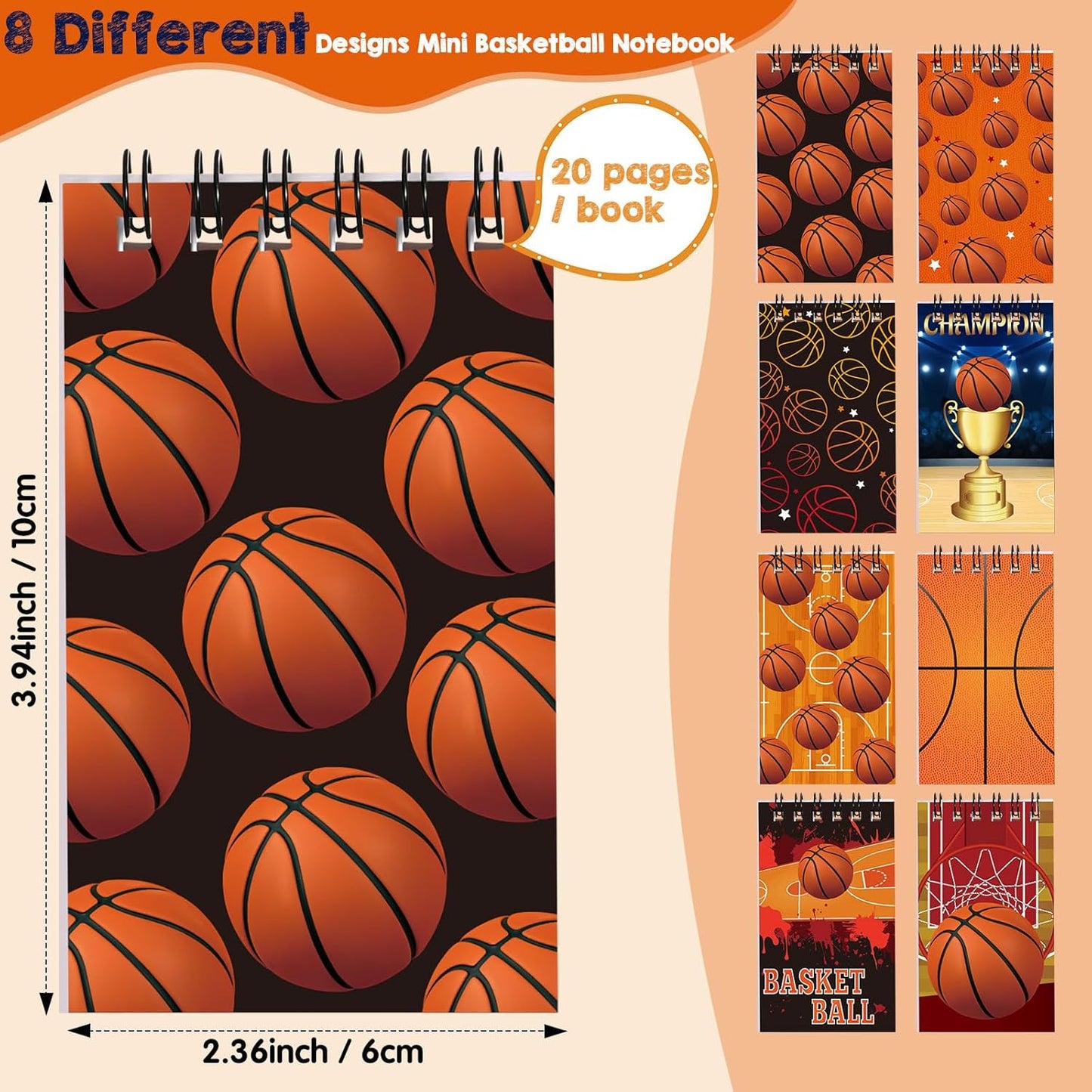 Faccito 32 Pcs Mini Notepads Sports Basketball Baseball Football Soccer Party Supplies Goodie Bag Stuffers Notepads Spiral Mini Notebooks for Reward(Baseball)