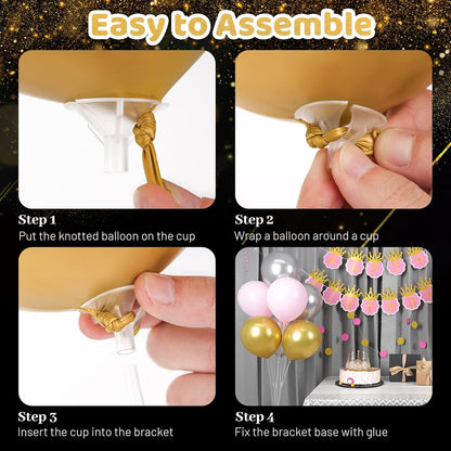 JOYYPOP 4 Sets Balloon Stand Kit For Table, Balloon Sticks with Base Birthday Graduation Party Decorations Wedding