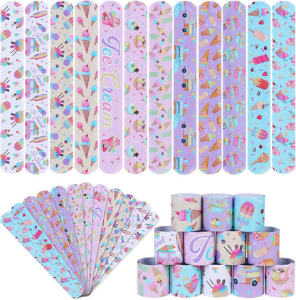 Serencatcher 48pcs Slap Bracelets Party Favors for Birthday Baby Shower Party Supplies Gifts