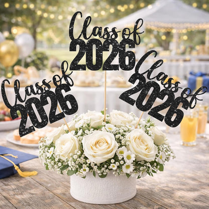 Class of 2026 Centerpieces Sticks for Graduation, 16 Pcs Graduation Decorations Cake Toppers, Graduation Theme Party Decorations Supply(BG)