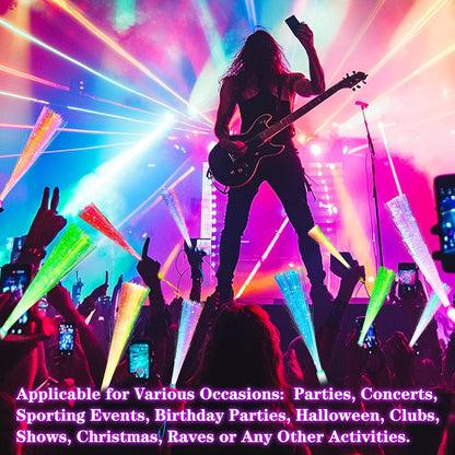 TURNMEON 30 Pcs Colorful Glow Fiber Wands,Toys Glow Sticks Bulk Party Pack for Adults,Glow in the Dark Party Supplies for Patriotic,football ,Wedding, Birthday,Classroom,Concert,Pool carnival