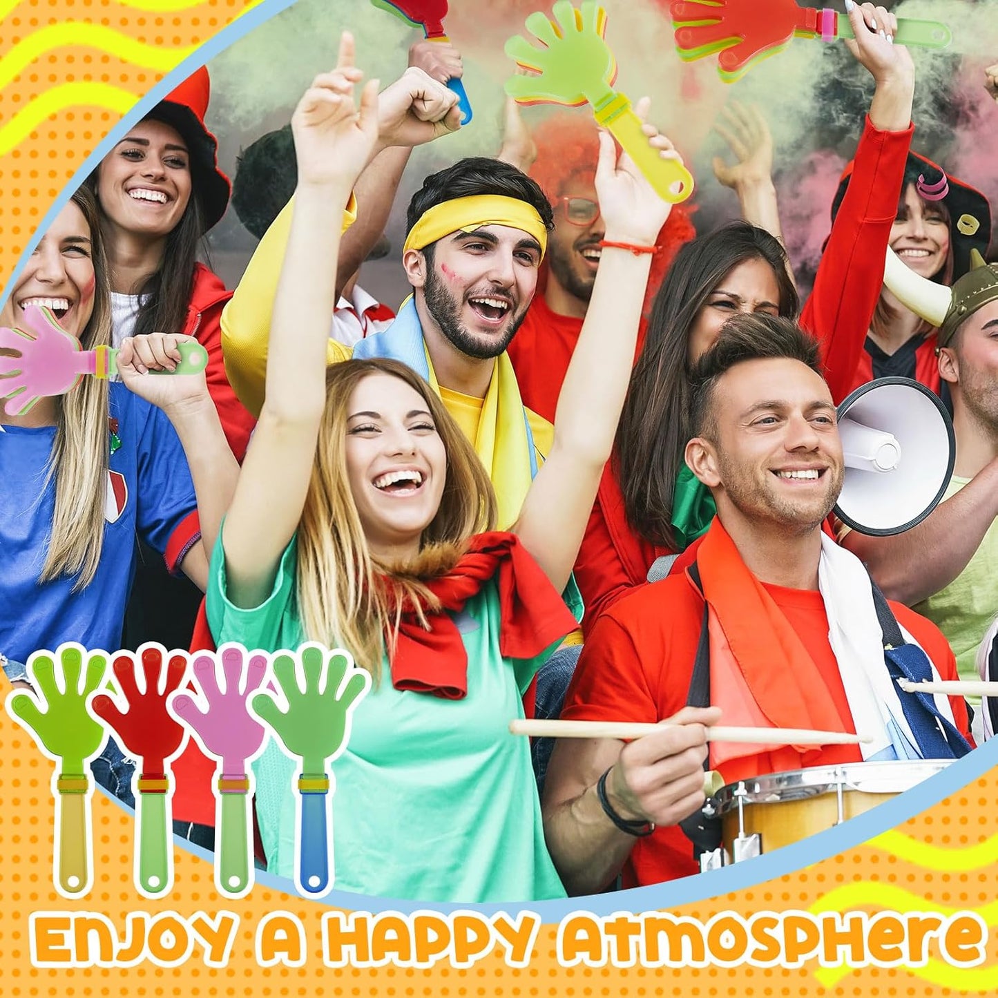 Meooeck 24 Pcs Hand Clappers 11 Inch Large Hand Clappers Noisemakers Bulk Cheer Noise Makers Finger Noise Makers for Sporting Events Fiesta Birthday Rewards Basketball Football Game Party Favors