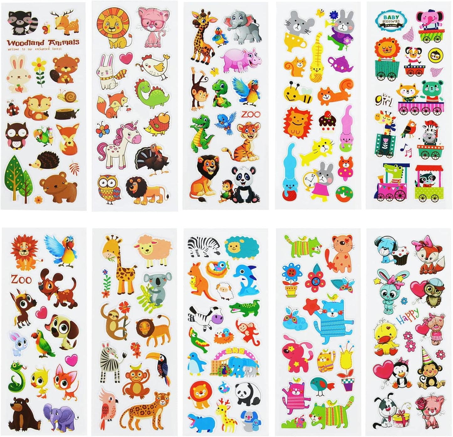24 Sheets(500+) 3D Puffy Stickers for Toddlers Kids, Bulk Preschool Sticker Sheets for Reward, Craft, Scrapbooking Including Animal, Fruits, Dinosaurs, Fish and More