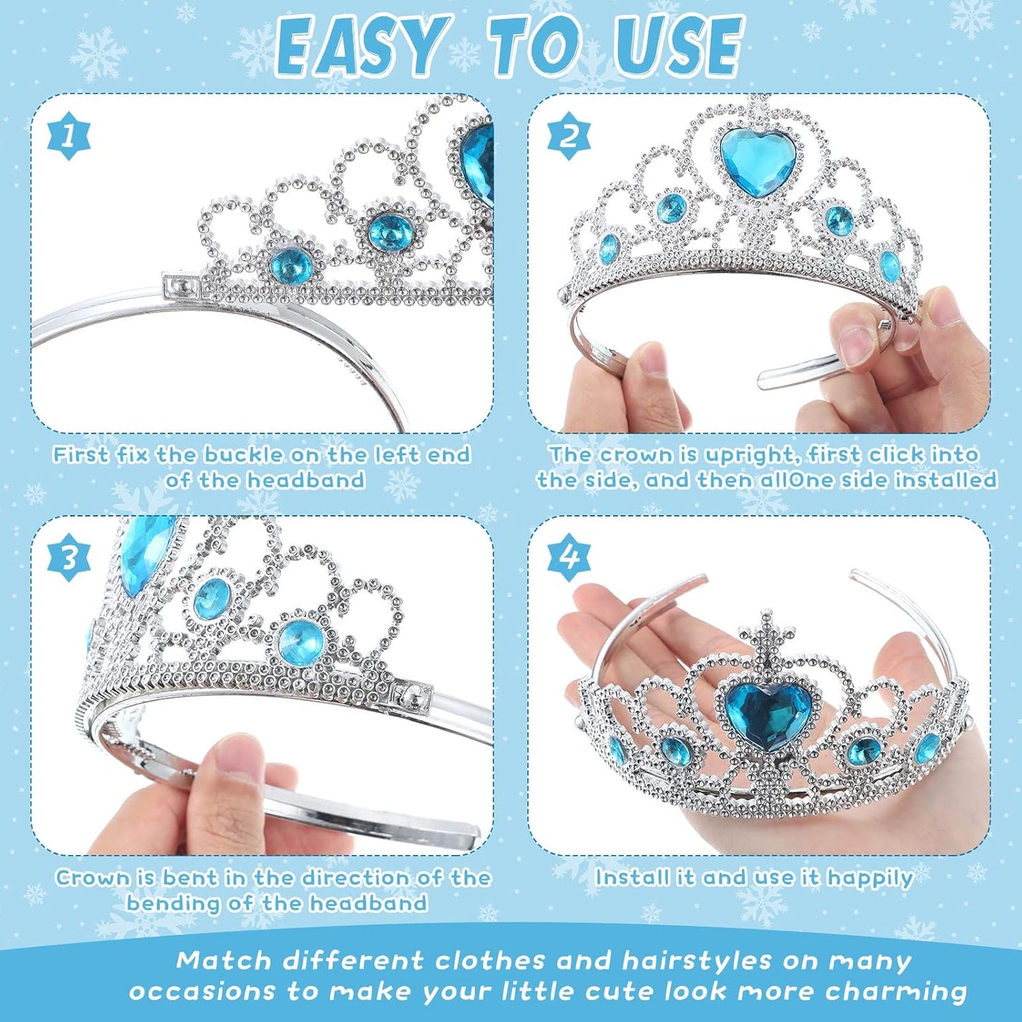 48 Pcs Tiara Crown Set Princess Dress up Costume Party Favor Girls Plastic Crown Birthday Supplies Cosplay Accessory