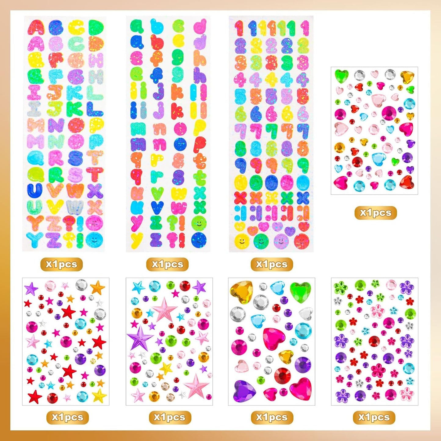 12 pcs Paper Crowns, Birthday Crowns Craft to Decorate with 8 Sheets Gem Jewels Number Letter Stickers, Gold Paper Prince Princess Hats for Party Favor Supplies
