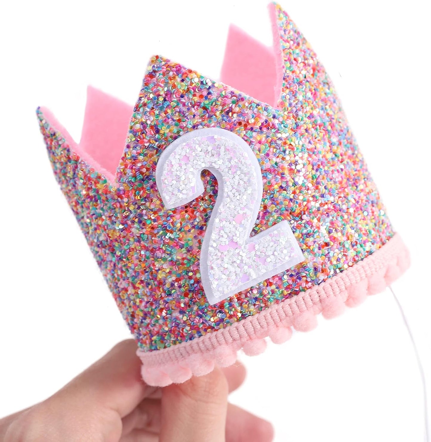 Rainbow Crown - 4th Birthday Party Glitter Crown, Kids Birthday Hats, Baby Photo Props, Little Girls Hair Accessories