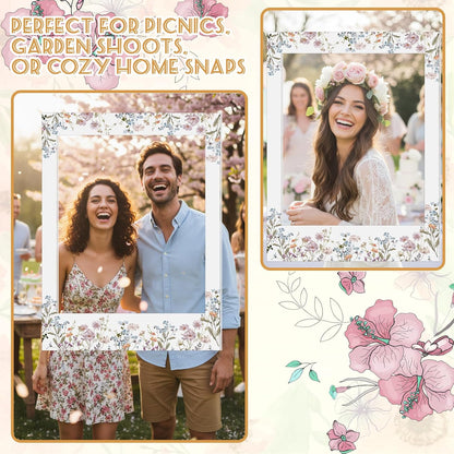 Bucherry 32 x 24 Inches Wedding Photo Booth Props Picture Frame DIY PVC Cutouts Photo Booth Prop Selfie for Bridal Shower Birthday Baby Shower Graduation Party Supplies Favor
