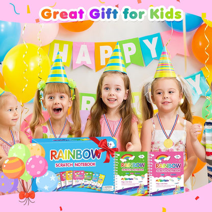 Elover Party Favors for Kids 4-8-12: 24 Pack Scratch Rainbow Art Crafts Notebook, Coloring Book Goodie Bags Stuffers Kit, Bulk Birthday Gift Classroom Prizes Girl Boy Toddler