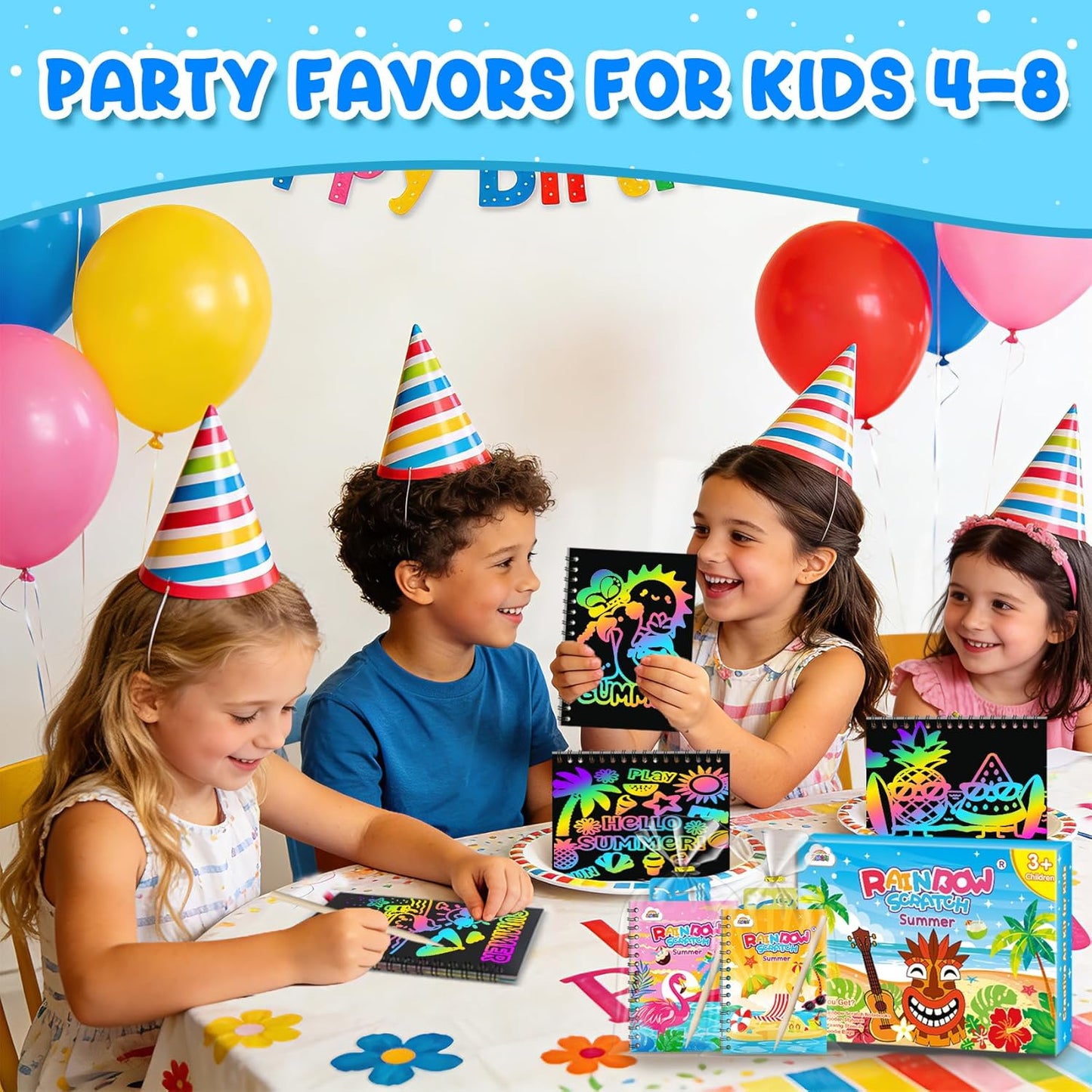 ZMLM 24 Pack Scratch Art Party Favors: Birthday Party Favors for Kids 4-8, Bulk Rainbow Scratch Notebook Paper Pads, Goodie Bags Stuffers Girls Boys Classroom Gifts Crafts Toys