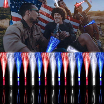 30 Pack Blue Fiber Optic Wands Glow Fiber Wands Bulk LED Light Up Wands with 3 Flashing Modes LED Flashing Sticks for July 4th Halloween Christmas Wedding Birthday Carnival Bachelor Party