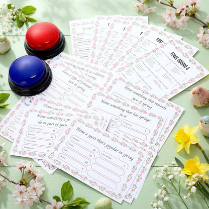 20 Pcs Retirement Friendly Feud Game Set Retirement Party Game Trivia Quiz with 18 Card 2 Buzzer for Adults Family Games Activities Party Supplies, Battery Not Included