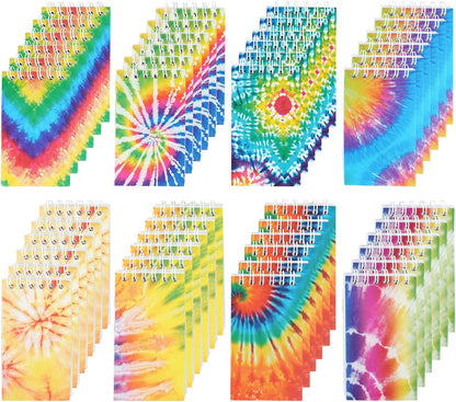 OZIO 24PCS Mini Tie Dye Notepads Tie Dye Party Favors Art Party Spiral Pocket Notebooks Fun Coil Mini Notepads Teacher Classroom Supplies Bag Fillers Birthday Party Favors, 8 Style (24)