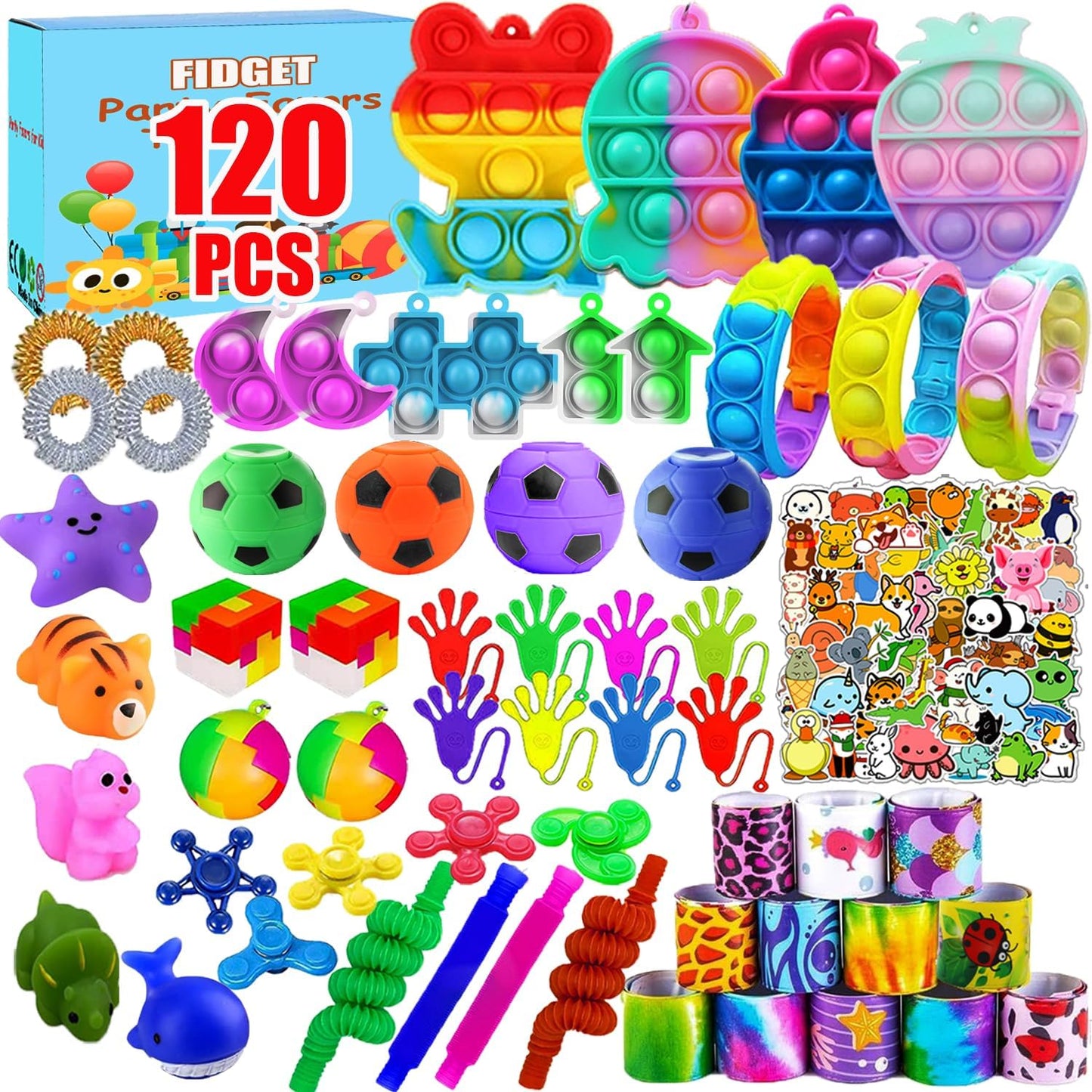 120 Pcs Fidget Toys Party Favors for Kids, Stress Relief Sensory Toys for Anxiety Autism ADHD, Treasure Box Toys for Classroom Prizes, Goodie Bag Stuffers Pinata Fillers