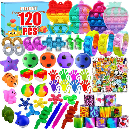 120 Pcs Fidget Toys Party Favors for Kids, Stress Relief Sensory Toys for Anxiety Autism ADHD, Treasure Box Toys for Classroom Prizes, Goodie Bag Stuffers Pinata Fillers