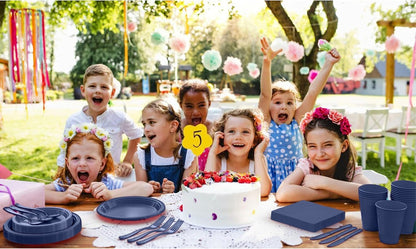 350 Pcs Black Plastic Plates For Party, Black Disposable Plates Set, 50 Of Each 9" Dinner Plate Set, 7" Dessert Plate, Cups, Napkins & Cutlery Plastic Dinnerware Set Exquisite