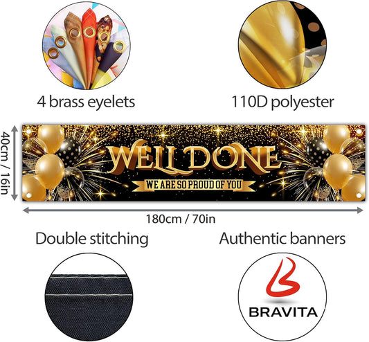 Welcome Banner - Black and Gold Welcome Home Decorations 6 x 1.3ft - Welcome Back Banner - We Missed You So Much