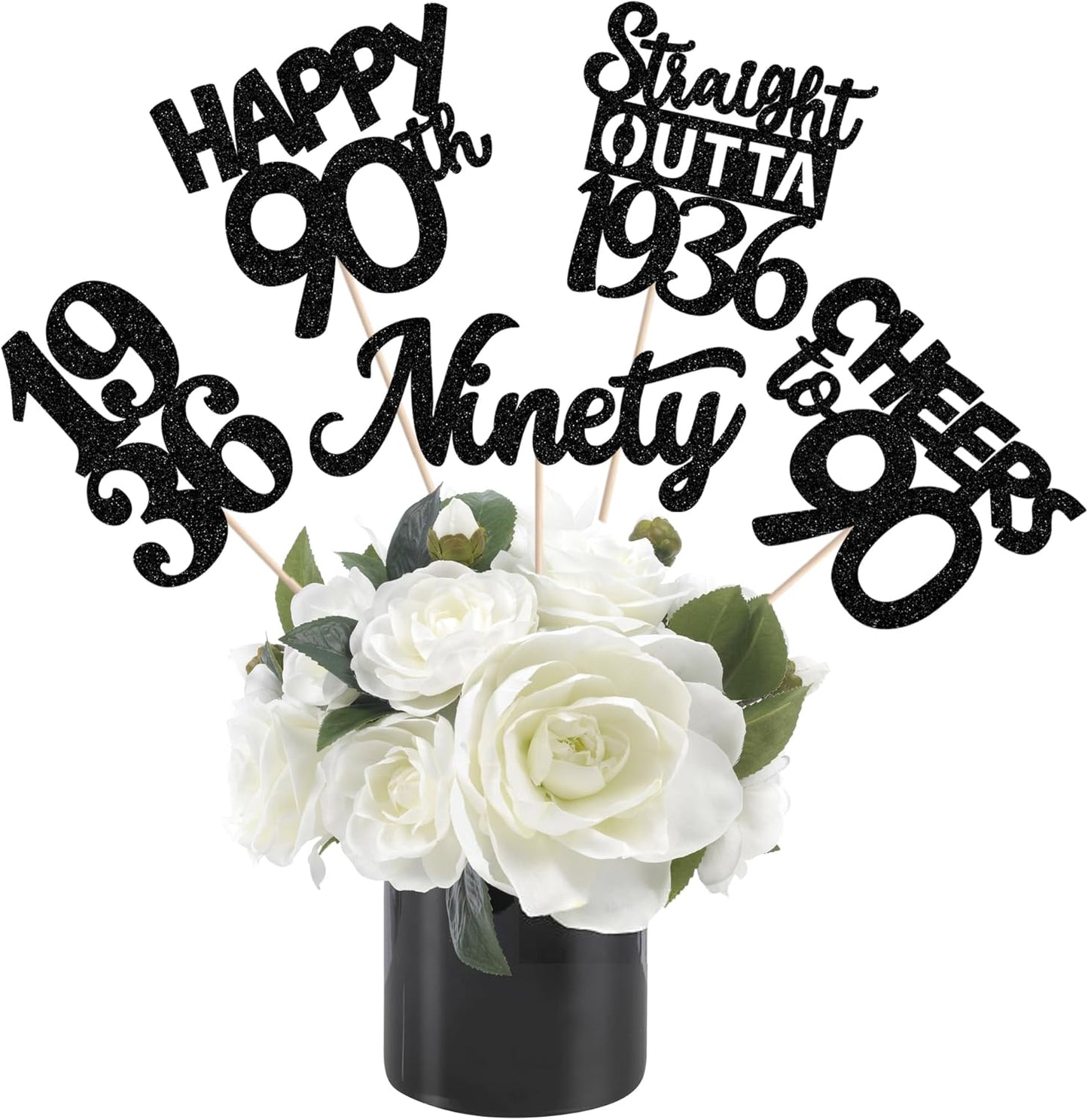 15 PCS 50th Birthday Centerpiece Sticks Fifty Happy 50th Straight Outta 1976 Table Flower Centerpieces Sticks Cheers to 50 Floral Decorations for 50th Birthday Party Centerpieces Supplies Black