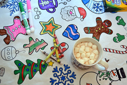 Animal Fun Design – Square Tablecloth 60”X60” – Interactive Coloring Tablecloth for Kids - Poly/Cotton Fabric – Washable and Reusable – DIY Activity for Children and Adults