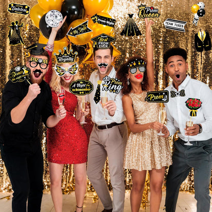 HOWAF Prom Photo Booth Props Kit- 1pcs Prom 2026 Giant Inflatable Photo Frame Selfie Frame with 29pcs Prom Night Party Props Graduation Photo Booth Props Prom Decorations 2026 Graduation Decorations