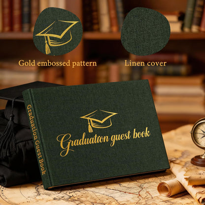 Artmag 2026 Graduation Guest Book Fabric Hardcover Signs Signature Graduation 100 Pages Guest Book Grad Memory Scrapbook for College Gifts (Black)