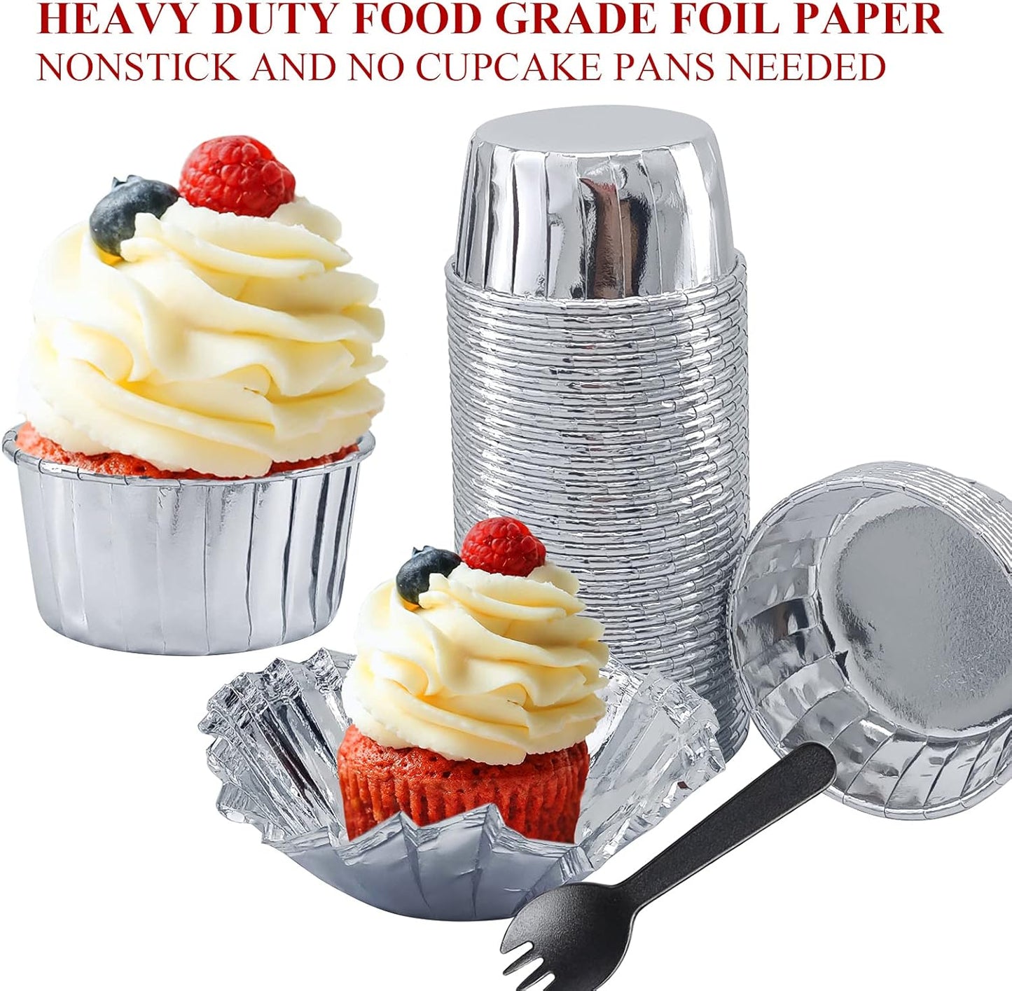 Cupcake Liners with Lids 50 Pack,LNYZQUS 5oz Large Foil Cupcake Cups Muffin Tins,Disposable Baking Cups Muffin Liners Wrappers Holders for Wedding Valentine-Pink in gold