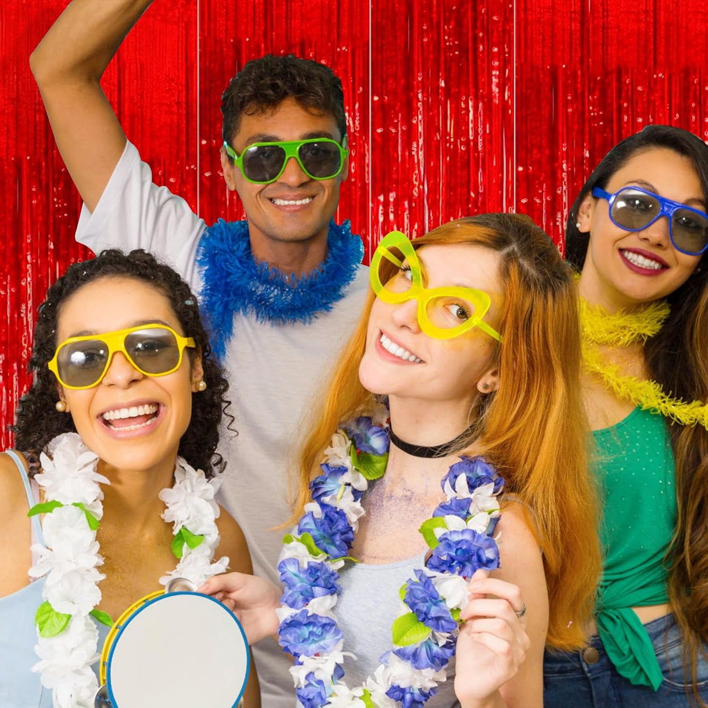 Birthday Party Decorations: 3 Pack 3.3 x 9.9 ft Gold Foil Fringe Curtains Party Supplies, Tinsel Curtain Backdrop for Parties/Birthday/Photo Booth