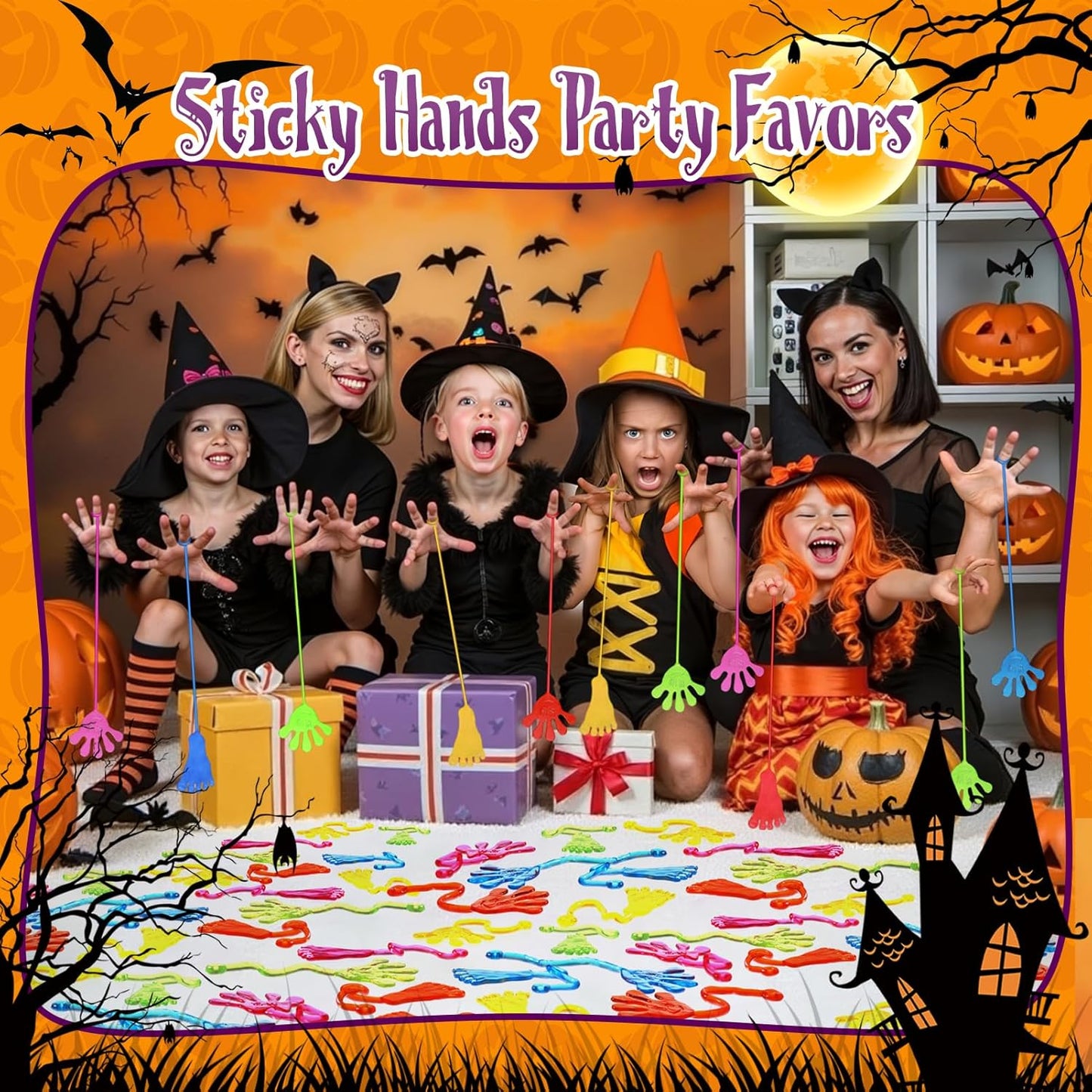 PICcircuit Sticky Hands Bulk 30 PCS Party Favors for Kids 4-8,8-12 Year Stretchy Sticky Hand Feet Goodie Bags Stuffers for Kids Classroom Prizes End of Year Student Gifts Birthday Trinkets Slap Hand