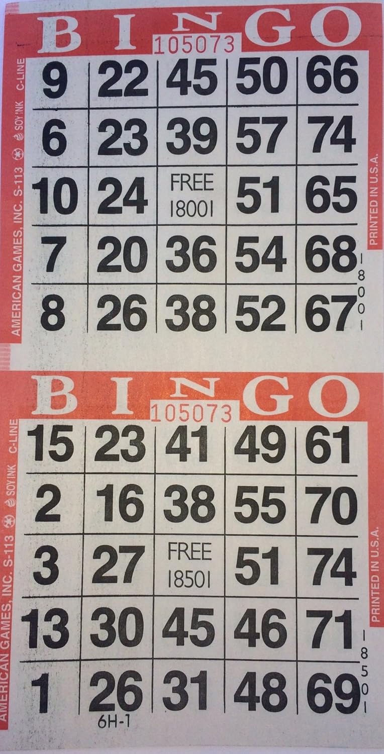 3000 Paper Bingo Cards-2 Cards per sheet-1500 Sheets [Choose Color Below]