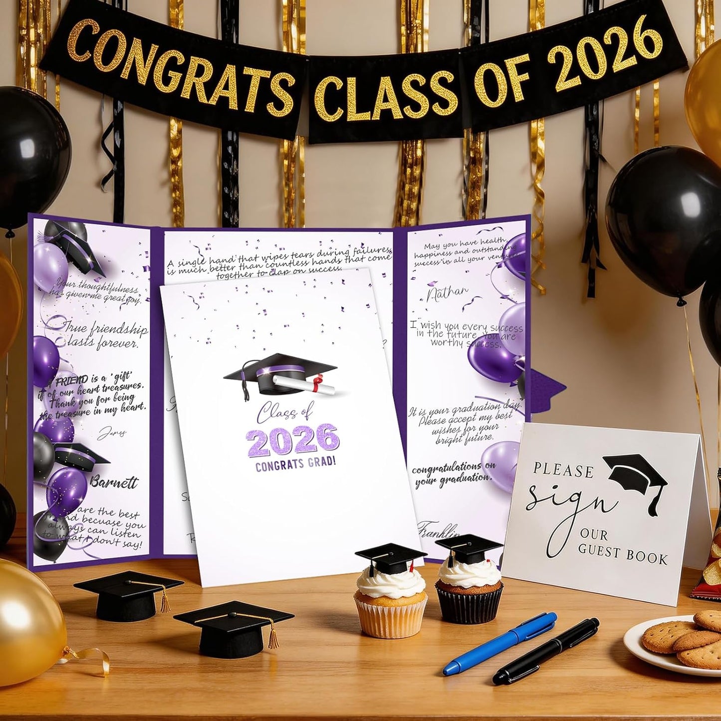 kockuu 2026 Graduation Guest Book Signature Board, Pink Class of 2026 Graduation Sign in Book to Sign Decor for Grad Party High School College Grad Gifts