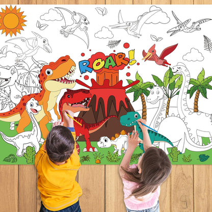 43.3x31.5 Summer Coloring Poster with Picture, Giant Cute Painting Poster, Large Coloring Tablecloth for Classroom Home Birthday Party Supplies Favor