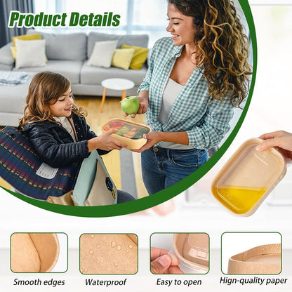 50-Pack 29oz Disposable Kraft Paper Bowls【with Lids and Forks】,Meal Prep Containers Disposable Togo Food Deli Containers for Restaurant Supplies Take Out Containers, Microwave Safe for Hot/Cold Food
