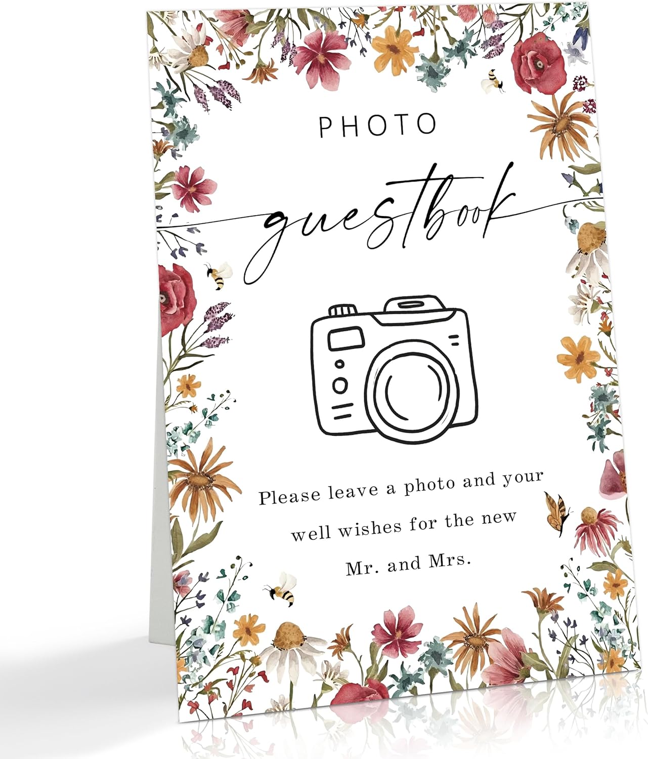 Wild Flower Audio Guest Book Sign, Baby in Bloom Love is in Bloom Decorations, Bridal Shower Baby Shower Wedding Signs for Reception, Floral Party Table Decor, 8 x 11 Inch