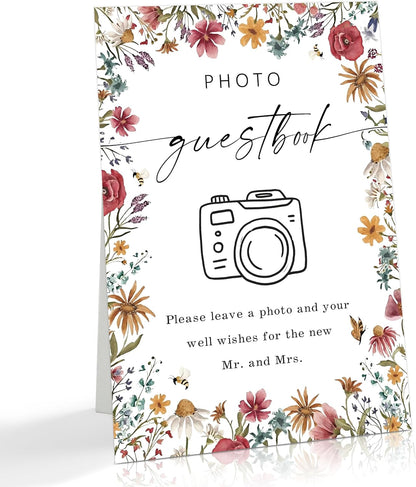 Wild Flower Audio Guest Book Sign, Baby in Bloom Love is in Bloom Decorations, Bridal Shower Baby Shower Wedding Signs for Reception, Floral Party Table Decor, 8 x 11 Inch