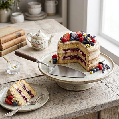 Cake Cutting Set for Wedding Wedding Cake Knife and Server Set Stainless Steel Wood Cakes Serving Sets Cakes Decoration Tools for Birthday Bridal Anniversary Christmas Gift Silver
