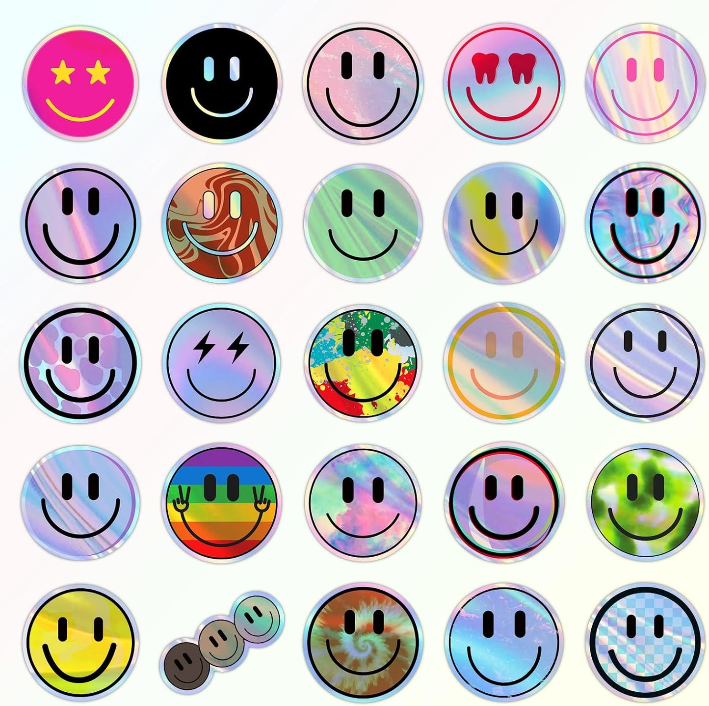 50PCS Smiling Stickers, Cute Water Bottle Stickers for Kids, for Teaching Rewards, Notebooks, Stationery, Luggage, Cartoon PVC Happy Stickers