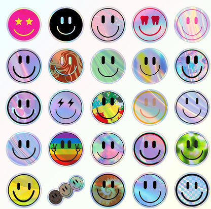 50PCS Smiling Stickers, Cute Water Bottle Stickers for Kids, for Teaching Rewards, Notebooks, Stationery, Luggage, Cartoon PVC Happy Stickers
