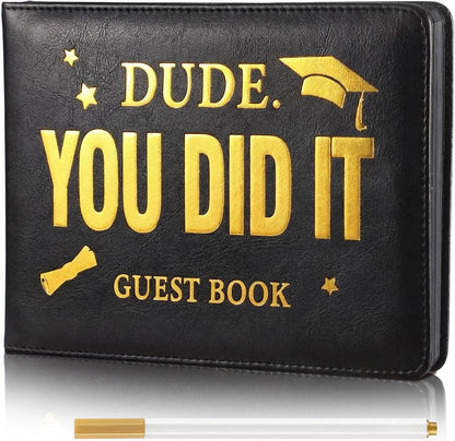 Frienda 2026 Graduation Guest Book Leather Guest Sign in Book with Pen Graduation Party Favors Congratulation Graduates Signature Books(Class of 2026,Black, Gold)