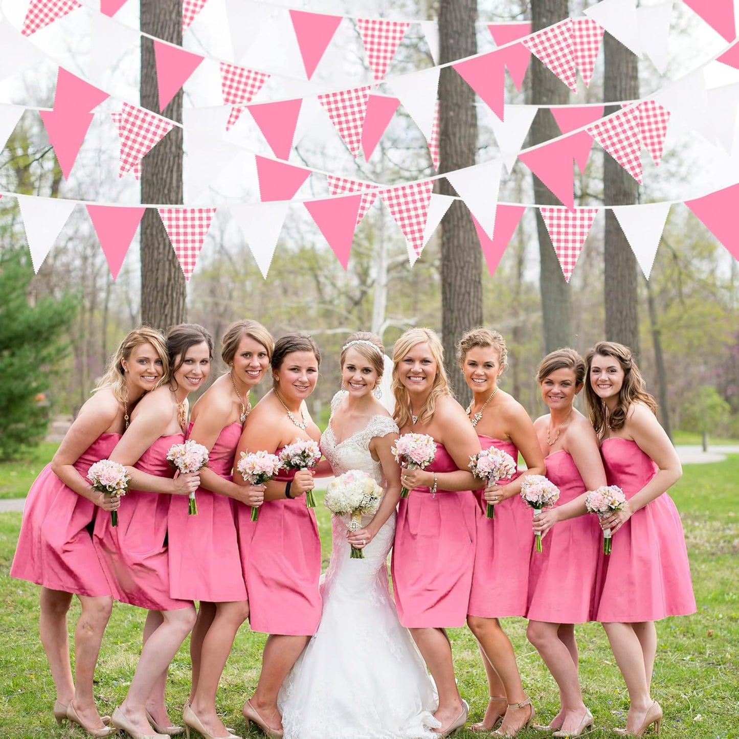 32Ft Dusty Blue Party Decorations Retro Blue Gingham Triangle Banner Flag Pennant Fabric Garland Streamers for Nautical Wedding Birthday Ahoy Achor Bridal Baby Shower Under The Sea Decor Supplies