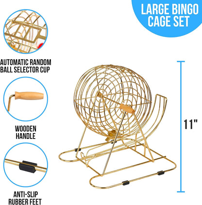 Regal Games Deluxe Bingo Game Set with Cage, Board, Balls, 18 Cards, and Chips