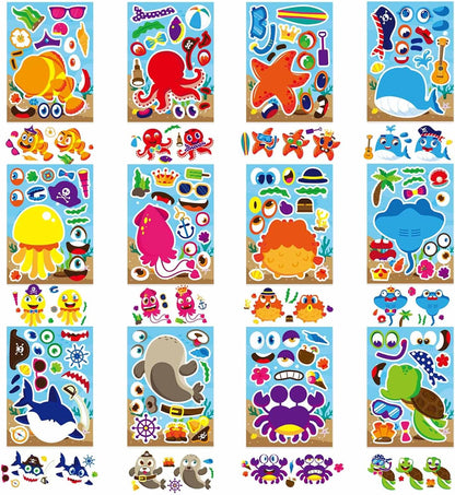 24 PCS Fairy Stickers for Kids, Make a Face Sticker with 8 Unique Designs Fairy, Frog, Mushroom, Make Your Own Stickers for Girls Birthday Party Favors, Goodie Bags, DIY Crafts