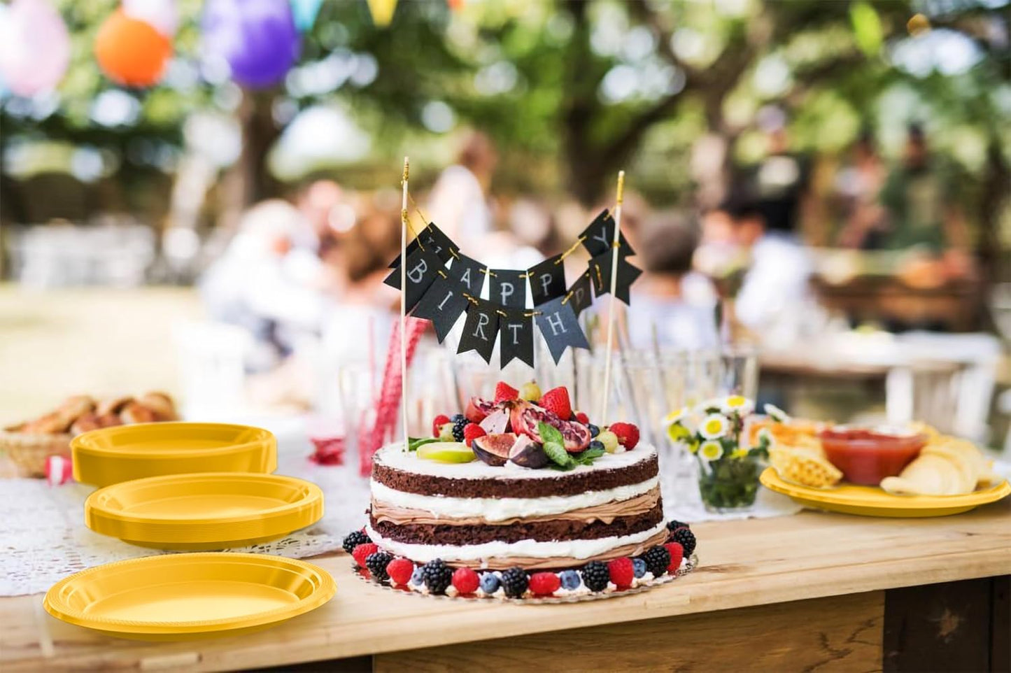 Party Solids Black Plastic Plates For Party 10" Black Disposable Plates For Party Supplies 100 Pcs Plastic Dinnerware Sets Heavy Duty 350 GSM Disposable Dinnerware Set